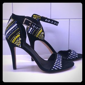 Nicole Miller Open-toe beaded heels